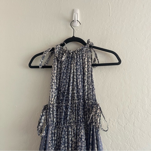 ULLA JOHNSON Augustine Floral Silk Blend Chiffon Boho Halter Maxi Dress Womens 4 - Picture 5 of 9